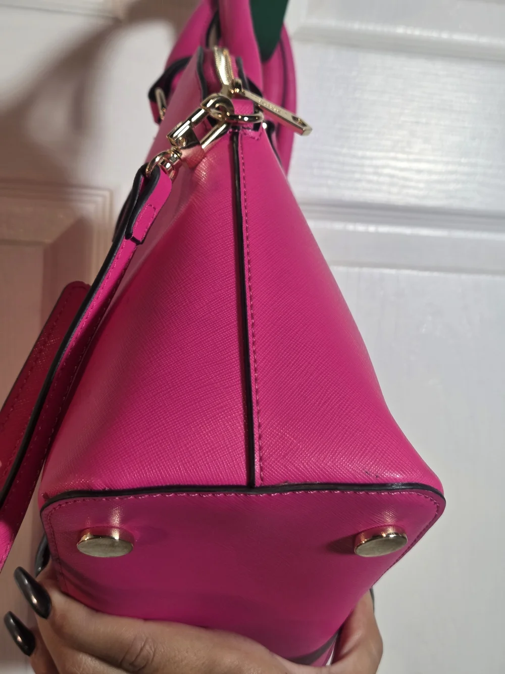 Trina Turk Hot Pink Faux Leather Dome Satchel/Crossbody